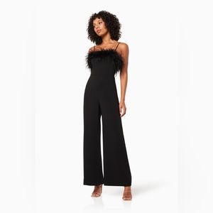 Elliatt Isolde jumpsuit in Black with feathers, NWT, XS